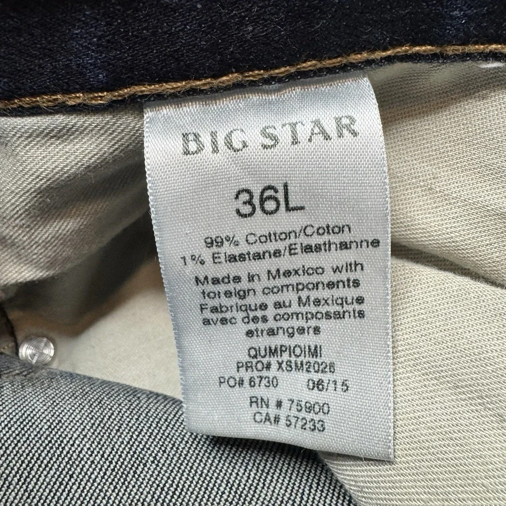 Big Star Mens Size 36L Jeans Pioneer Boot Cut Dark Wash Denim Cowboy